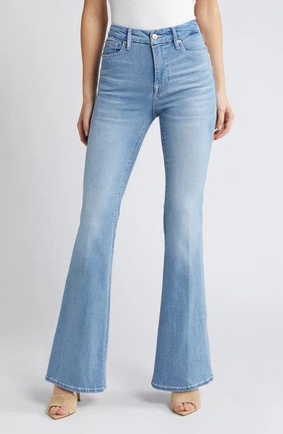 Shop Good American Good Legs Split Back Pocket Flare Jeans In Indigo578