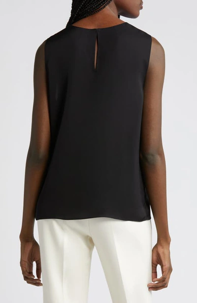 Theory Black Crewneck Top With Ruched Details On The Front In Black