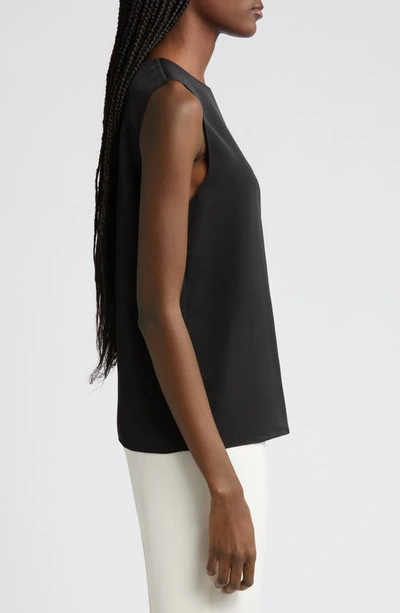Theory Black Crewneck Top With Ruched Details On The Front In Black