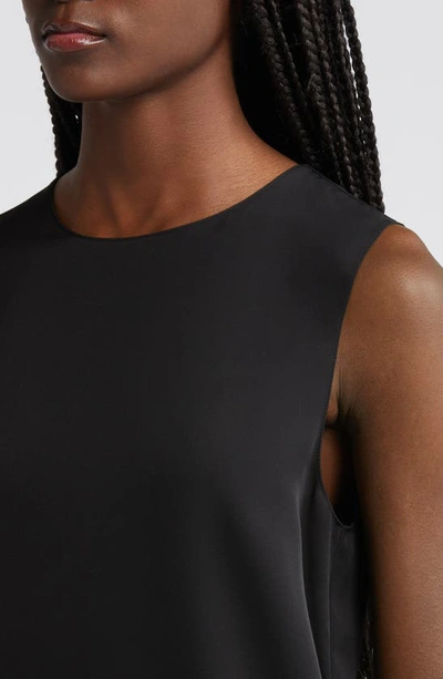 Theory Black Crewneck Top With Ruched Details On The Front In Black