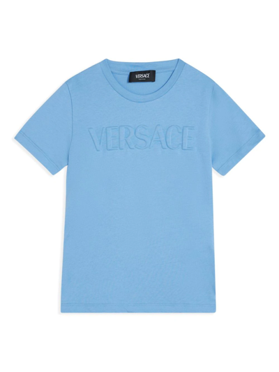 Shop Versace T-shirt  Logo Kids In Light Blue