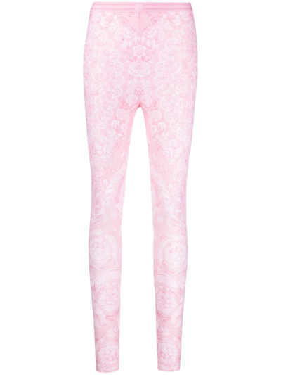 Shop Versace Leggings Barocco In Pink