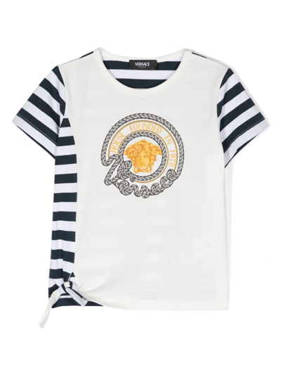Shop Versace T-shirt Nautical Stripe Kids In White