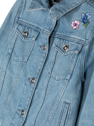 Shop Versace Giacca In Denim Blossom Kids In Blue