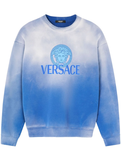 Shop Versace Felpa Con Logo Medusa In Blue