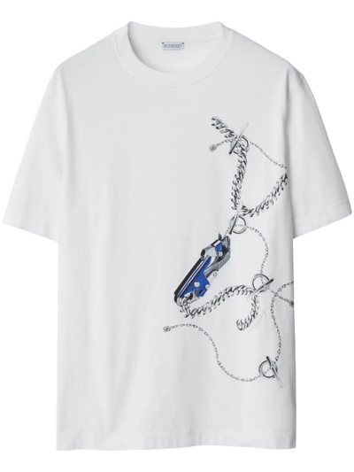 Shop Burberry T-shirt Con Stampa In White