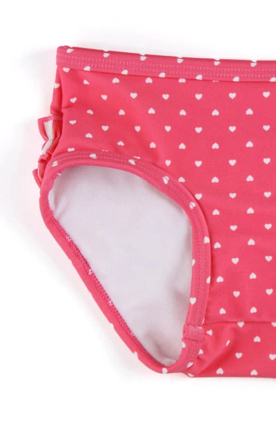 Rufflebutts Kids' Hot Pink Heart Ruffle One-shoulder Two-piece Swimsuit In Pink