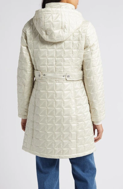 Shop Via Spiga Box Quilt Hooded Coat In Champagne