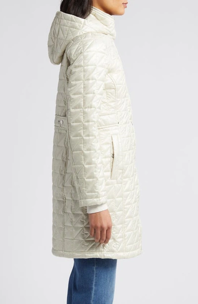 Shop Via Spiga Box Quilt Hooded Coat In Champagne