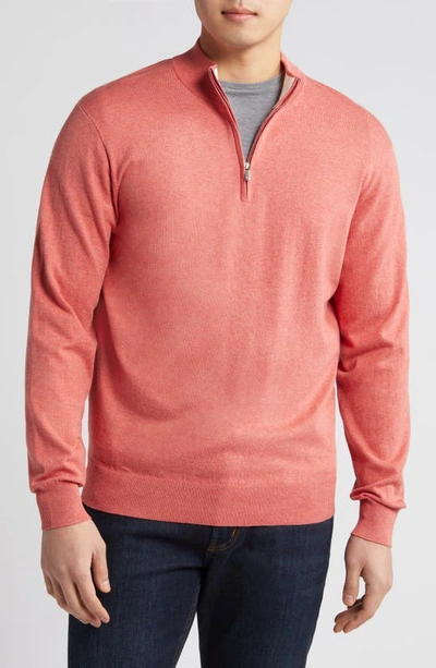 Shop Peter Millar Whitaker Quarter-zip Sweater In Clay Rose