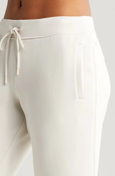Zella Level Set Straight Leg Slit Hem Track Pants In Grey Moonbeam