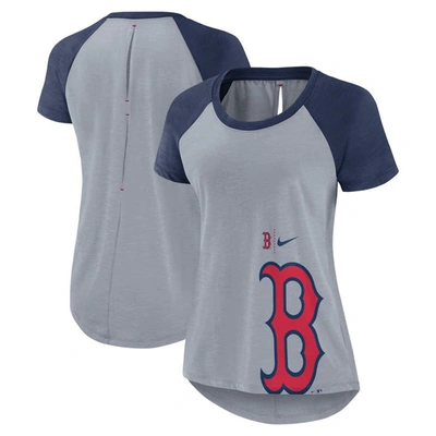 Shop Nike Heather Gray Boston Red Sox Summer Breeze Raglan Fashion T-shirt