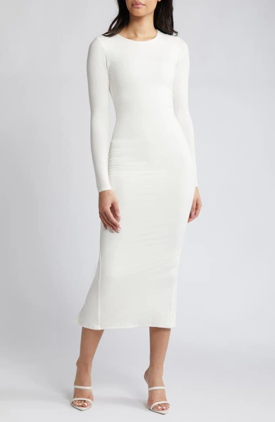 Shop Naked Wardrobe Extra Butter Long Sleeve Midi Dress In White