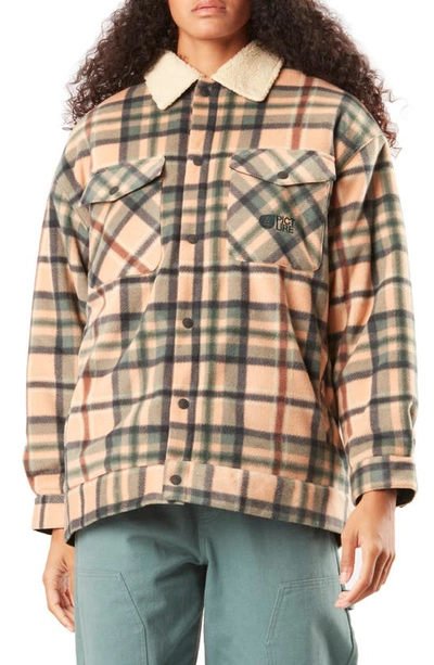 Shop Picture Organic Clothing Gaiby Fleece Collar Jacket In Plaid Toast