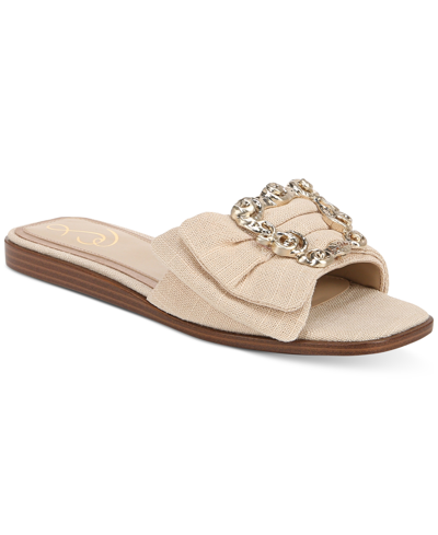 Shop Sam Edelman Women's Ivana Buckle-trim Slide Flat Sandals In Summer Sand Linen