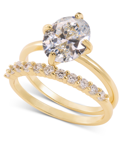 Shop Charter Club Gold-tone 2-pc. Set Oval Cubic Zirconia & Pave Rings, Created For Macy's