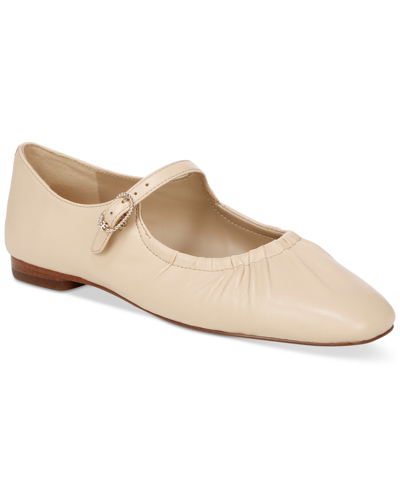 Shop Sam Edelman Micah Ruched Mary Jane Flats In Linen