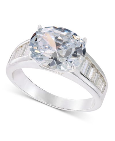 Shop Charter Club Silver-tone Oval & Baguette Cubic Zirconia Ring, Created For Macy's In Gold