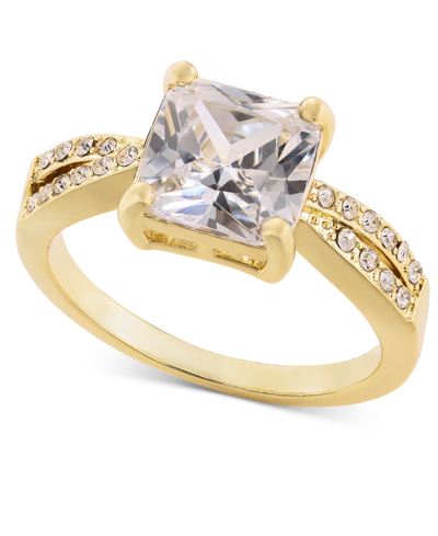 Shop Charter Club Gold-tone Pave & Square Cubic Zirconia Ring, Created For Macy's