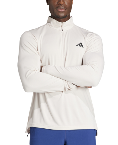 Shop Adidas Originals Men's Essentials Training Quarter-zip Long-sleeve Top In Putty Mauve