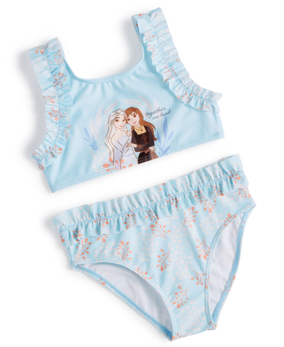 Shop Frozen Little Girls  Swimsuit, 2 Piece Set In Blue
