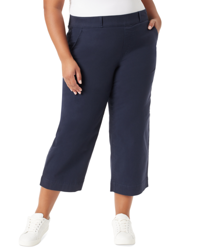Shop Gloria Vanderbilt Plus Size Shape Effect Wide-leg Cropped Pants In Midnight Affair