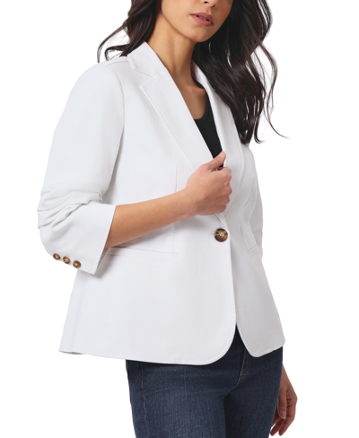 Shop Jones New York Women's Pleated 3/4-sleeve Blazer In Soft White