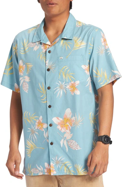 Shop Quiksilver Tropical Floral Camp Shirt In Reef Waters