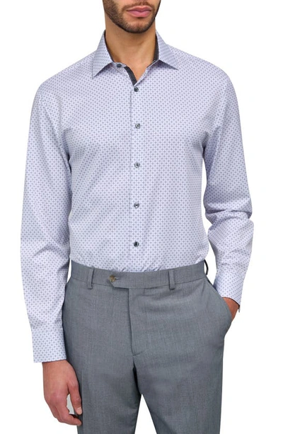 Shop Wrk Geometric Print Slim Fit Performance Dress Shirt In White/grey