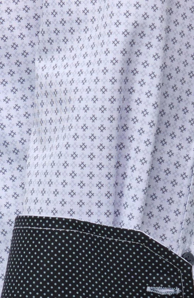 Shop Wrk W.r.k Geometric Print Slim Fit Performance Dress Shirt In White/grey