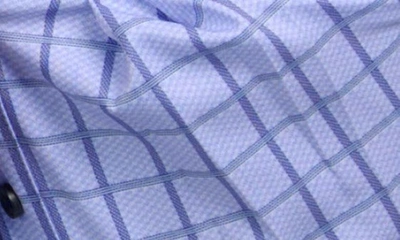 Shop Wrk Broken Stripe Print Slim Fit Performance Dress Shirt In White Blue