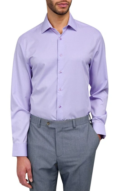 Shop Wrk Broken Stripe Print Slim Fit Performance Dress Shirt In White Purple