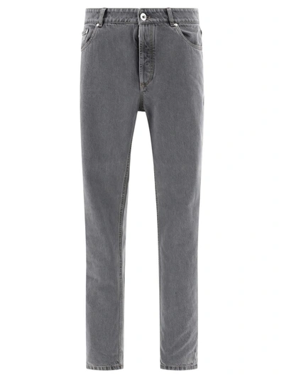 Shop Brunello Cucinelli Grayscale Denim Jeans In Grey