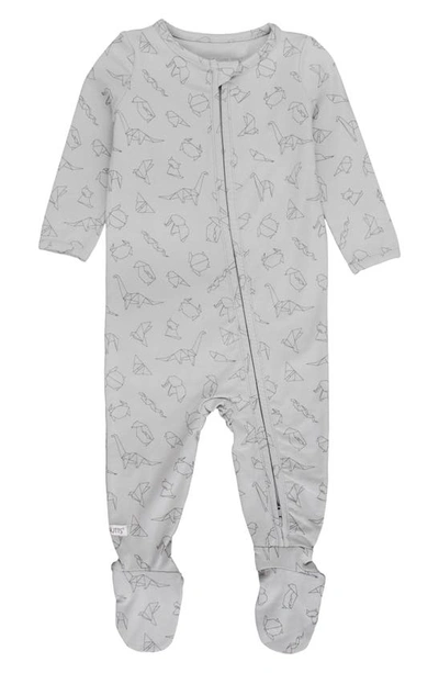 Ruggedbutts Origami Print Zip Footie In Gray