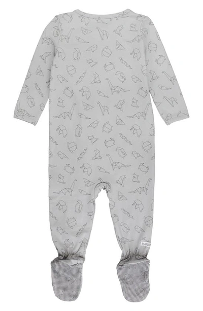 Ruggedbutts Origami Print Zip Footie In Gray