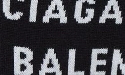 Shop Balenciaga Logo Jacquard Wool Blend V-neck Cardigan In Black/ White