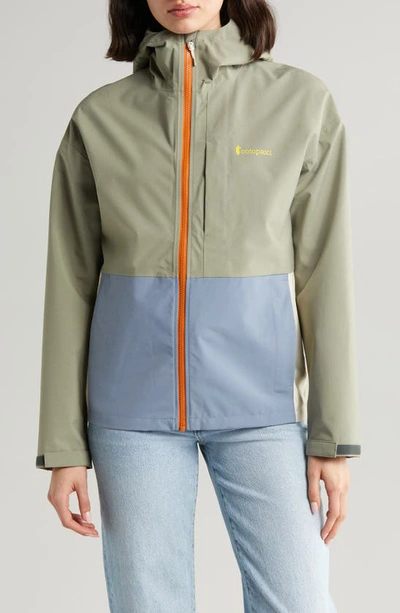 Shop Cotopaxi Cielo Water Repellent Hooded Rain Jacket In Stone/ Tempest