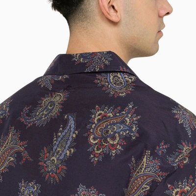 Shop Etro Bowling Shirt With Paisley Pattern In Blue