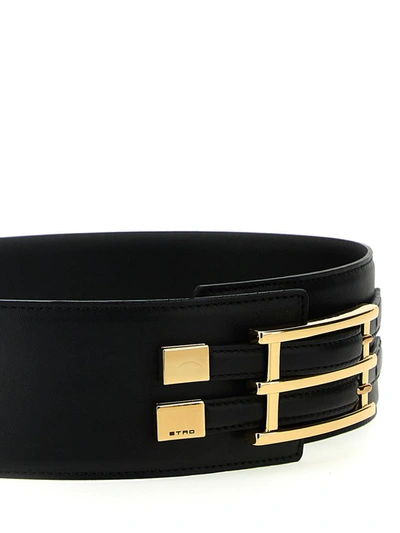 Shop Etro Leather Belt In Black