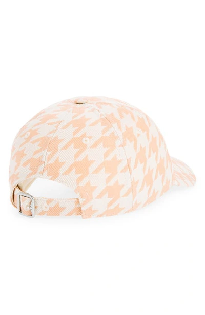 Shop Burberry Houndstooth Twill Adjustable Baseball Cap In Sherbet