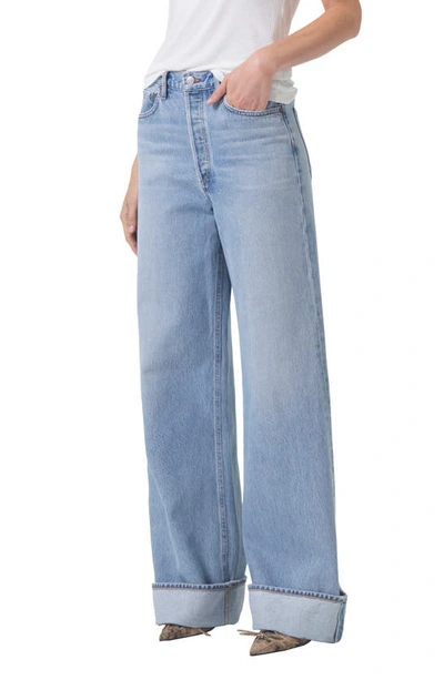 Shop Agolde Dame High Waist Wide Leg Organic Cotton Jeans In Showdown