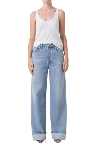 Shop Agolde Dame High Waist Wide Leg Organic Cotton Jeans In Showdown