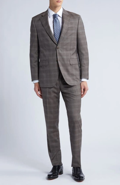 Shop Peter Millar Plaid Wool Suit In Tan