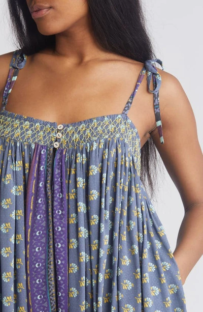 Free People Intimately Fp Rule The World Pajama Romper In Deep Blue Combo