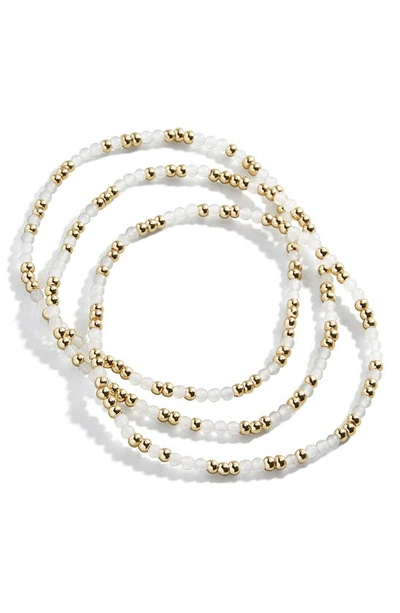 Shop Baublebar Sadie Set Of 3 Semiprecious Bead Stretch Bracelets In White