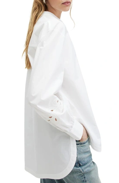 Shop Allsaints Marcie Val Cotton Button-up Shirt In White