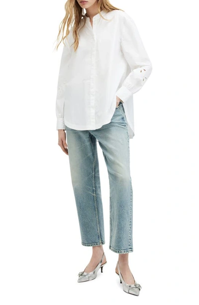 Shop Allsaints Marcie Val Cotton Button-up Shirt In White