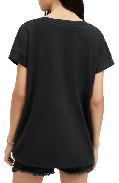Shop Allsaints Imo Chain Fringe Cotton T-shirt In Black