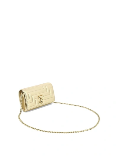 Shop Jimmy Choo "avenue" Wallet With Pearl Strap In Gold