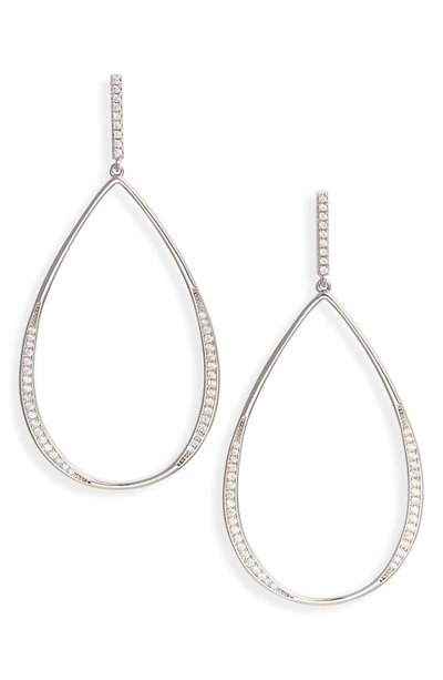 Shop Nordstrom Pavé Cubic Zirconia Open Teardrop Earrings In Clear- Silver
